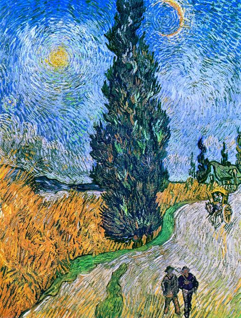 Vincent van Gogh's Road with Cypress and Star (1890) famous painting. Original from Wikimedia Commons. Digitally enhanced by rawpixel. | free image by rawpixel.com Road With Cypress And Star, Van Gogh Prints, Van Gogh Wall Art, Vincent Van Gogh Art, Arte Van Gogh, Van Gogh Paintings, Van Gogh Art, Hur Man Målar, Vintage Art Prints