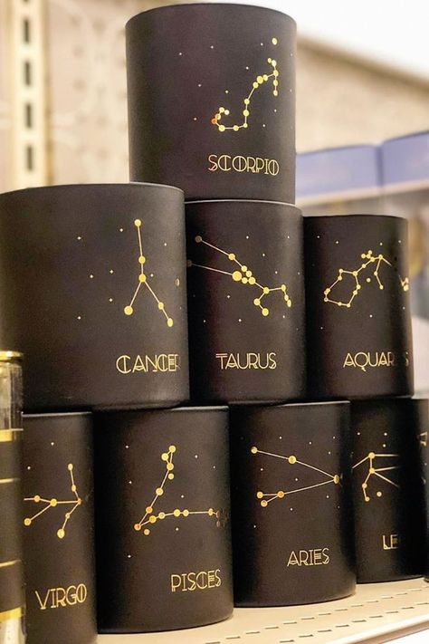 Every Candle in This Collection at Target Has a Scent Inspired by Your Zodiac Sign! Inventory Display Ideas, Gifts Business Ideas, New Candle Ideas, Different Candle Ideas, Candles Design Ideas, Zodiac Signs Gift Ideas, Cool Candle Ideas, Cute Candle Ideas, Zodiac Gifts Ideas