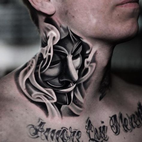 Full Neck Tattoos, Best Neck Tattoos, Side Neck Tattoo, Tattoo Lettering Design, Throat Tattoo, Realistic Tattoo Sleeve, Gangsta Tattoos, Chicano Style Tattoo, Neck Tattoo For Guys