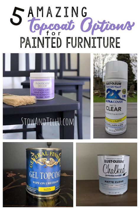 5 Amazing Top Coat Sealer Options for Painted Furniture - Free printable comparison chart of 5 top coat sealers to use on chalk, acrylic or latex painted furniture and decor. #sealer #topcoat #clearcoat #furniture #painted #best Clear Coat Over Paint, Sealing Chalk Paint, Black Painted Furniture, Restored Furniture, Restore Wood, Painting Laminate, Furniture Redos, Refinishing Furniture Diy, Painting Wood Furniture