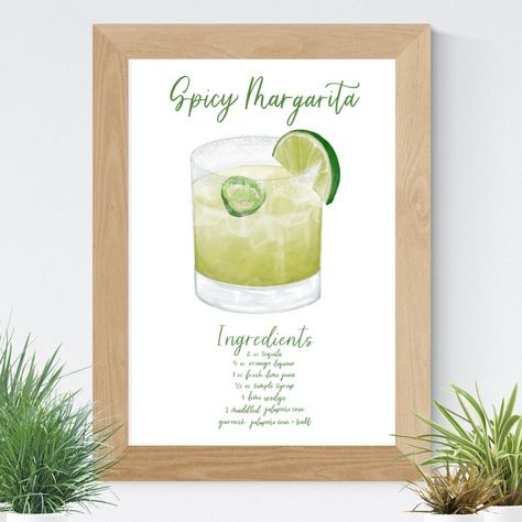 Kjirsten Beltz on Instagram: “I know….I missed Cinco de Mayo and I’m trying to make up for it now. I can’t say I love jalapeños in my Margarita, but how cute is that…” Margarita Print, Cart Display, Margarita Ingredients, Bar Display, Spicy Margarita, Bar Displays, Margarita Recipes, Lime Wedge, 8x10 Print