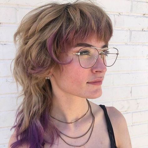 Shag Haircut Aesthetic, Shullet Hairstyles, Haircut Glasses, Shaggy Mullet, Shag Mullet, Haircut Aesthetic, Mullet Hairstyles, Monochrome Makeup Look, Mullet Haircut