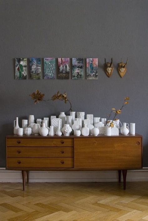 Milk glass Milk Glass Collection, Vase Collection, Beautifully Organized, White Vases, The Design Files, Displaying Collections, Danish Modern, Home Decor Inspiration, Interior Spaces