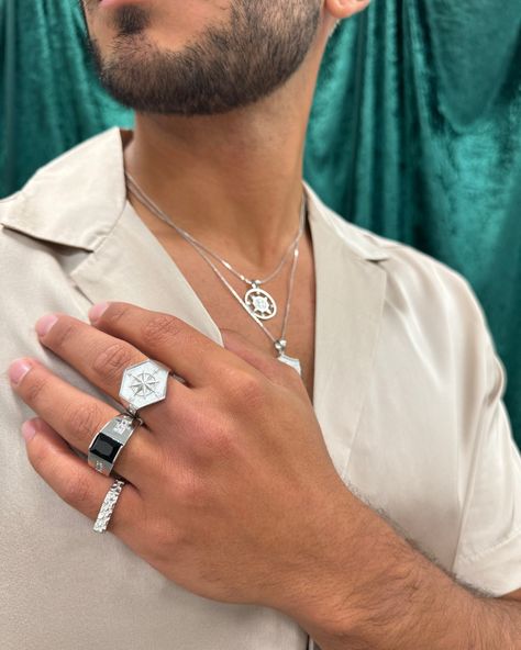 Men's ring stacks, because why not? Ring Stacks, Men's Ring, Stacking Rings, Rings For Men, Ring