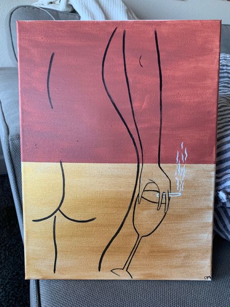 Simple Woman Painting, Easy Woman Painting, Women Body Paintings Easy, Nude Art Ideas Easy, Abstract Painting Easy, Simple Paint, Drawing Of A Woman, Simple Canvas Paintings, Back Painting