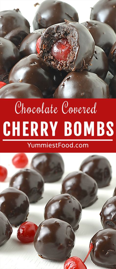 Chocolate Covered Cherry Brownie Bombs combine the flavors of chocolate brownie and cherry all wrapped up in a bite-sized delicious dessert! Cherry Balls Recipe, Yummiest Food, Chocolate Cherries, Cherry Brownies, Chocolate Covered Cherry, Chocolate Cherry Cake, Homemade Frosting, Popular Food, Chocolate Covered Cherries