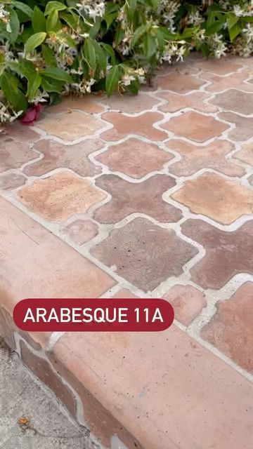 ARTO Brick on Instagram: "Walking clears the mind. Look what I found in the wild: Spanish Style Home Series: Artillo tile Shape: Arabesque 11a Color: Normandy Cream #walkingInLA #Artobrick #ArtilloTile . . . ⚒ . . . . . . . #designbuild #tilefloor #casa #hacienda #terracotta #terracottaflooring #designinspiration #haciendastyle #outdoorlivingspace #sustainableliving #designinspo #durablegoods #ecofriendly #spanishcolonialrevival #spanishstylehome #spanishmodern #artobrick #rusticelegance #ar Outdoor Spanish Tile, Artillo Tile, Terracotta Tiles Outdoor, Clay Aesthetic, Spanish Floor Tile, Spanish Style Tile, Wine Bar Design, Lanai Patio, Spanish Exterior