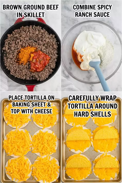 Gorditas Recipe, Taco Bell Copycat, Taco Bell Recipes, Eating On A Dime, Crunch Recipe, How To Make Taco, Tasty Meat, Fast Food Menu, Taco Recipe