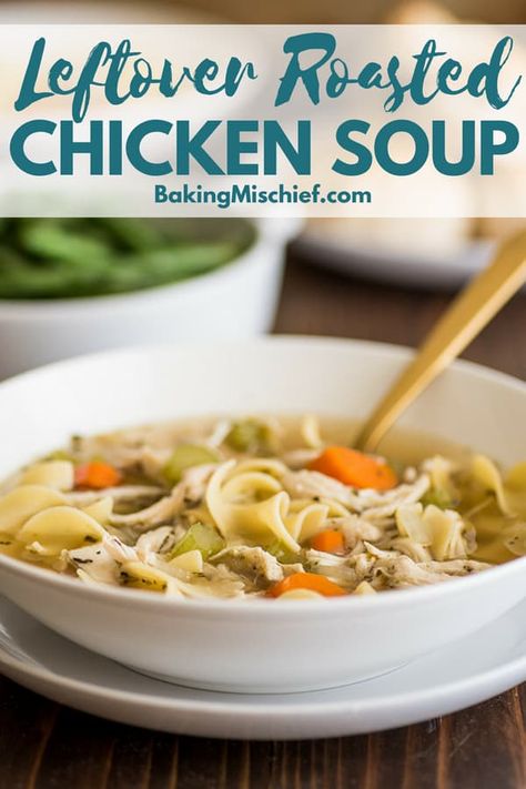 Chicken Carcass Soup - Baking Mischief Instant Pot Chicken Carcass Soup, Chicken Carcass Soup, Leftover Chicken Soup, Roast Chicken Soup, Baking Mischief, Chicken Soup Crockpot, Chicken Soup Recipes Homemade, Easy Chicken Soup, Beef Recipes For Dinner Easy