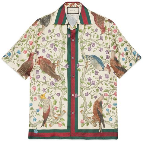 Gucci Birds Of Prey Print Silk Bowling Shirt (5.370 DKK) ❤ liked on Polyvore featuring men's fashion, men's clothing, men's shirts, men's casual shirts, men, ready to wear, shirts, mens print shirts, mens silk shirts and gucci mens shirts Gucci Shirts Men, Bowling Outfit, Silk Shirt Men, Casual Shirts Men, Cuban Shirts, Gucci Shirts, Gucci Shirt, Mens Printed Shirts, Men's Casual Shirts