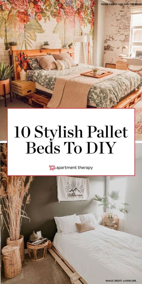 Diy Bed From Pallets, Pallets Ideas For Bedroom, Mattress On Pallets Bedrooms, Diy Bed Pallet, Pallett Bed Diy, Diy Pallet Beds, Boho Bed On Floor Bedroom Ideas, On Floor Bed Ideas, Easy Pallet Bed Frame