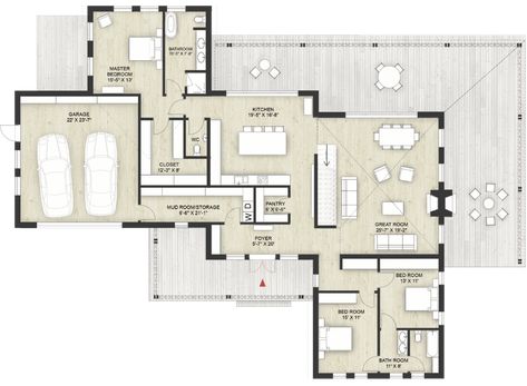 Truoba Class 316 Modern Farmhouse Plan | Truoba Plan 924-6 Room Layout Design, Roof Construction, Design Exterior, Floor Plan Layout, Modern Style House Plans, The Plan, Custom Home Designs, Modern Farmhouse Plans, Big Houses