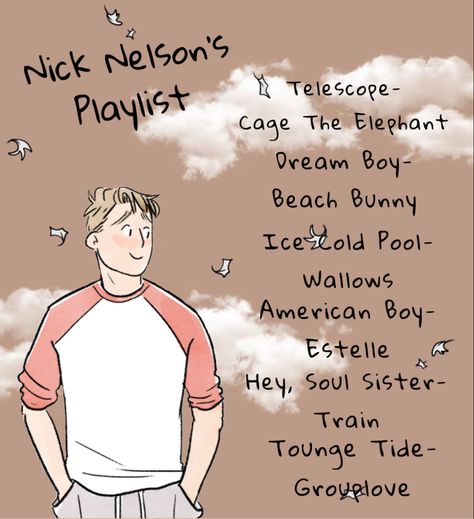 Nick Nelson Playlist, Heartstopper Playlist Cover, Heartstopper Aesthetic Book, Heartstopper Aesthetic, Nick Nelson, Alice Oseman, Heart Stopper, Cage The Elephant, Alice Book