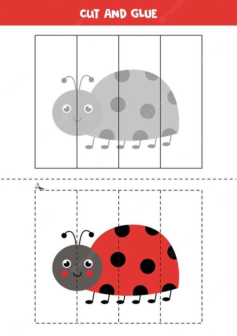 Ladybugs Preschool, Insects Preschool, Cute Ladybug, Art Activities For Toddlers, Kids Worksheets Preschool, Cut And Glue, Preschool Activities Toddler, Fun Classroom Activities, Fun Math Activities