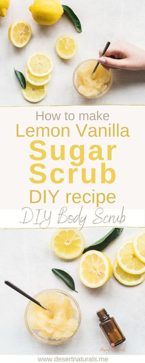 bowl of lemon vanilla homemade sugar scrub diy with sliced lemons and bottle of essential oil Vanilla Sugar Scrub Diy, Sugar Scrub Recipe Easy, Whipped Sugar Scrub Recipe, Easy Sugar Scrub Recipe, Make Your Own Sugar Scrub, Homemade Exfoliating Scrub, Easy Diy Body Scrub, Vanilla Sugar Scrub, Sugar Scrub Homemade Recipe