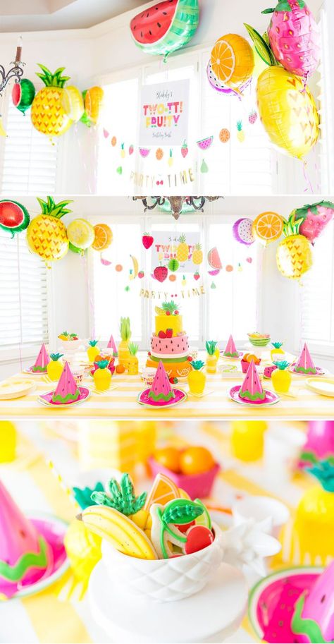 Tutti Fruity Party, Tutti Frutti Birthday Party, Tutti Frutti Party, Fruit Birthday Party, 2nd Birthday Party For Girl, Fruit Birthday, Fiesta Tropical, Watermelon Party, Fruit Party