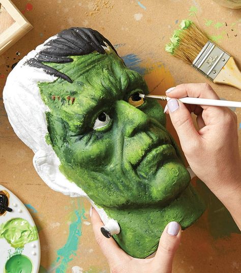 How To Make A Painted Styrofoam Frankenstein Head Styrofoam Crafts, Painting Styrofoam, Styrofoam Head, Foam Head, Mannequin Art, Skill Building, Frankenstein Halloween, Scary Halloween Decorations, Halloween Ornaments