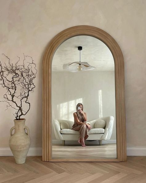 William Wood Mirror, Color Washed Wood, Wood Full Length Mirror, Arched Floor Mirror, Full Length Mirror Stand, Simple Side Tables, Full Length Floor Mirror, Mirror Installation, Classic Mirror