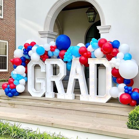 Graduation Balloon Arch, Baby Shower Balloon Arch, 1st Birthday Balloons, Bridal Shower Balloons, Balloon Arch Kit, Transparent Balloons, Backdrop Decor, Blue Graduation, Graduation Balloons