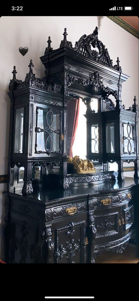 Victorian Entertainment Center, Gothic Entertainment Center, Gothic Nightstand, Victorian Goth Bedroom, Goth Dresser, Gothic Dresser, Gothic House Decor, Gothic Closet, Gothic Homes