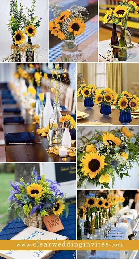 18 Eye-catching Sunflower Wedding Ideas to Inspire – Clear Wedding Invites Wedding Sunflowers Decoration, Sunflowers For Wedding Decor, Diy Sunflower Wedding Bouquet, Sunflower Themed Wedding Decoration, Sunflower Centerpieces Diy Wedding, Diy Wedding Decorations Sunflower, Sunflower Party Ideas Diy, Wedding Decorations With Sunflowers, Sunflower Wedding Themes