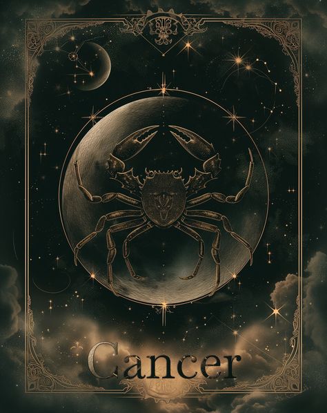 Dark Cancerian Aesthetic, Cancerian Aesthetic, Zodiac Background, Tarot Artwork, Fantasy Tarot, Vampire Vibes, Magic And Mystery, Tarot Art, Zodiac Art