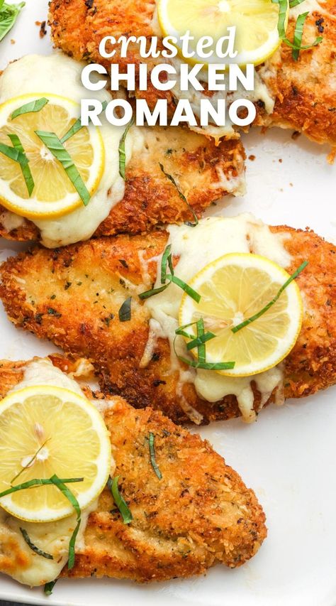 Romano Crusted Chicken, Chicken Romano Recipe, Best Chicken Cutlets, Cheesecake Factory Copycat Recipes, Crusted Chicken Romano, Crispy Fish Batter, Chicken Romano, Dip Appetizers, Dinner Recipes Ideas