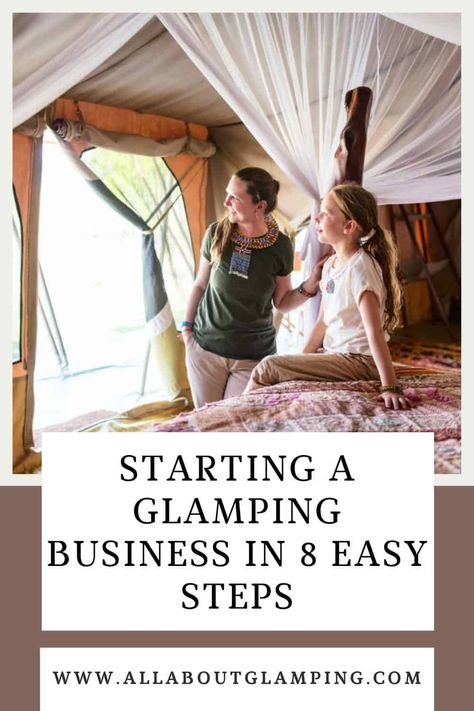 Are you dreaming of starting your own glamping business? Follow these eight simple actions to turn your goal into a reality. This guide contains everything you need to get started, from locating the ideal site for your company to promoting it to potential customers. You can get started on your glamping business right now by clicking here to learn more. Campsite Business Ideas, Glamping Tents Ideas, Glamping House Plan, How To Start A Campground, Bell Tent Glamping Ideas, Glamping Business Plan, Starting A Glamping Business, Glamping Site Plan, Camper Rental Business