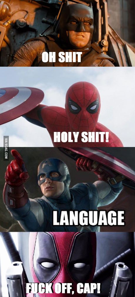 Disagreement on... language Funny Deadpool, Deadpool Funny, Superhero Memes, Deadpool And Spiderman, Deadpool Wallpaper, Funny Marvel Memes, Dead Pool, Funny Marvel, Marvel Avengers Funny