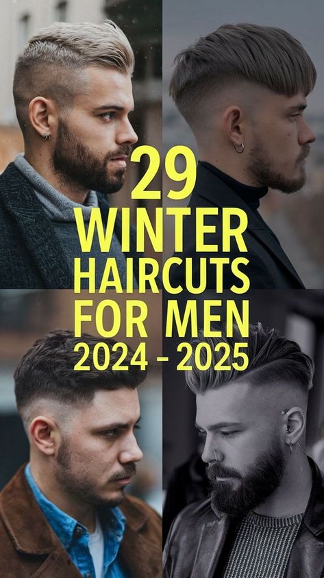 Winter haircuts for men 2024 - 2025 are all about the faded look, especially for short hair. This clean and neat style works great for both curly and straight hair, offering a trendy appearance that’s easy to maintain. It’s one of the best choices for men looking for something simple yet stylish for the colder months, especially paired with a sharp undercut. Men’s Hair Undercut, Mens Haircut Inspiration, Mens Thick Haircut, Current Mens Hairstyles, Cool Short Haircuts Men, Hairstyle 2024 Men, Mens Hair 2024 Trends, 2025 Men Hairstyle, Men’s Trendy Haircut 2024