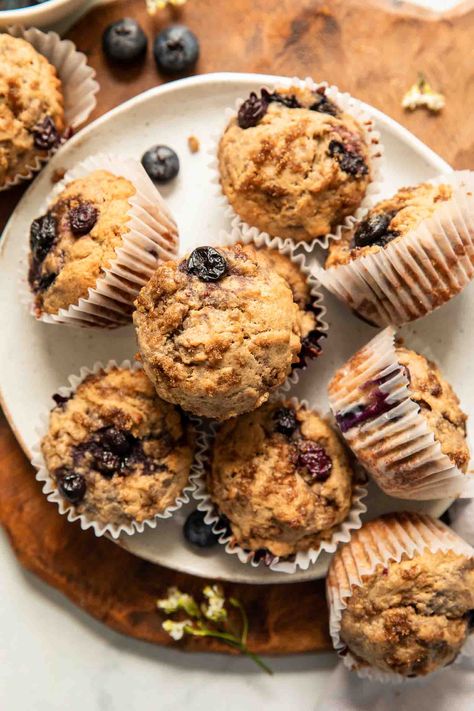 Healthy Protein Muffins, Muffins Zucchini, Blueberry Zucchini Muffins, Paleo Blueberry Muffins, Blueberry Protein Muffins, Banana Protein Muffins, Protein Muffin Recipes, Banana Blueberry Muffins, Banana Protein