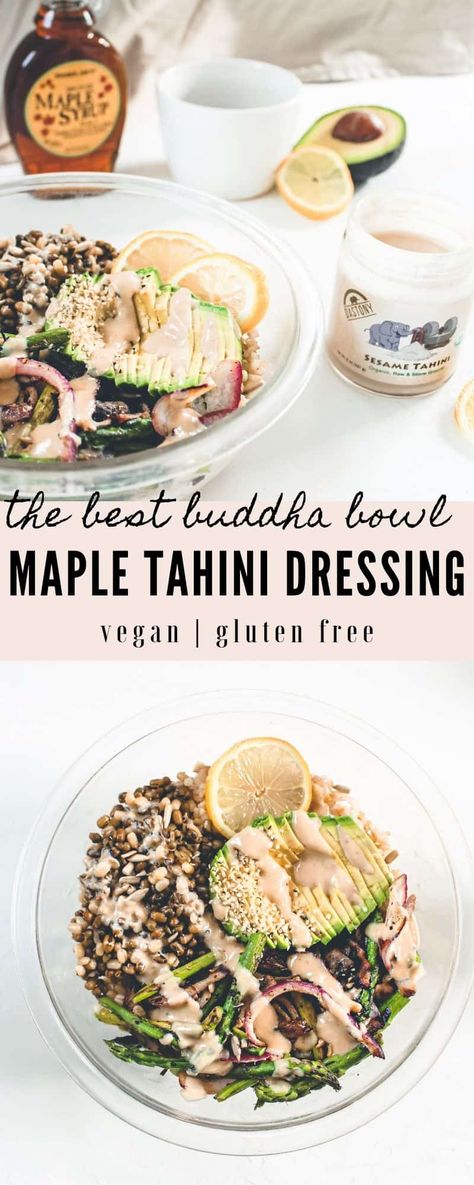 Maple Tahini Dressing, Balsamic Vinaigrette Recipe, Vegan Buddha Bowl, Balsamic Recipe, Vinaigrette Recipe, Cranberry Salad, Vegan Sauces, Tahini Dressing, Sauteed Veggies