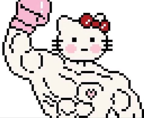 Muscular Hello Kitty, Muscle Hello Kitty, Strong Hello Kitty, Buff Sanrio, Hello Kitty Muscle, Buff Hello Kitty, Hello Kitty Fanart, Hello Kitty Gym, Muscular Cat