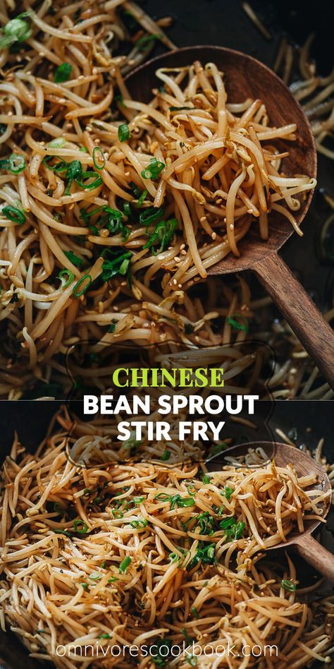 Cooking Bean Sprouts, Recipes With Bean Spouts, Bean Sprout Noodle Recipes, Bean Sprout Recipes Korean, Chicken Bean Sprouts Stir Fry, Japanese Bean Sprout Recipes, Meals With Sprouts, Shrimp And Bean Sprouts Stir Fry, Korean Bean Sprout Salad