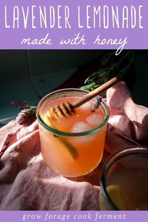 Lavender Lemonade: Homemade Lemonade with Honey - Want to learn how to make lemonade with lemons and edible lavender flowers? This delicious homemade lemonade is sweetened with honey and is the perfect, refreshing summer drink recipe to make on a warm day. I know you're going to love this lavender lemonade recipe! You could also turn it into a delicious lavender lemonade cocktail for your next party. homemade lemonade with lemon juice | herbal drinks recipe | homemade tea recipes | yummy drinks Lavender Lemonade Cocktail, Lemonade With Lemon Juice, Lavender Lemonade Recipe, Lavender Drink, Edible Lavender, Homemade Tea Recipes, Summer Drink Recipe, How To Make Lemonade, Herbal Drink