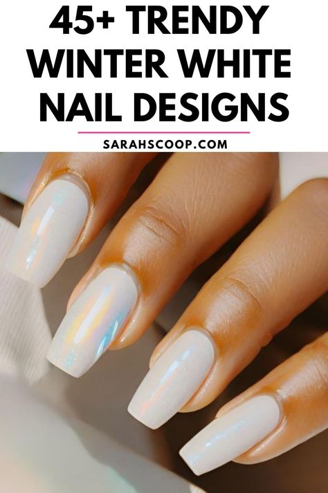 Embrace the winter chill with these 45+ trendy winter white nail designs. Let your nails twinkle like fresh snowfall. ❄️💅#WinterNails #WhiteNailDesigns #WinterTrends #NailArt Winter White Dip Powder Nails, White Dip Powder Nails Design, Cute Winter Nail Designs, Dip Nail Colors, Fresh Snowfall, Winter Manicure, Polka Dot Nails, White Nail Polish, Snowflake Nails