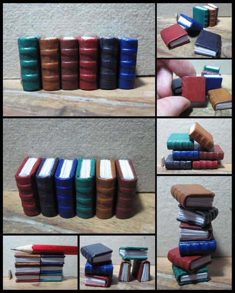 Polymer Clay Miniatures Tiny Things, Tiny Clay Creations Diy, Tiny Clay Creations, Tiny Polymer Clay, Polymer Clay Kunst, Fimo Kawaii, Tiny Books, Clay Things, Polymer Crafts