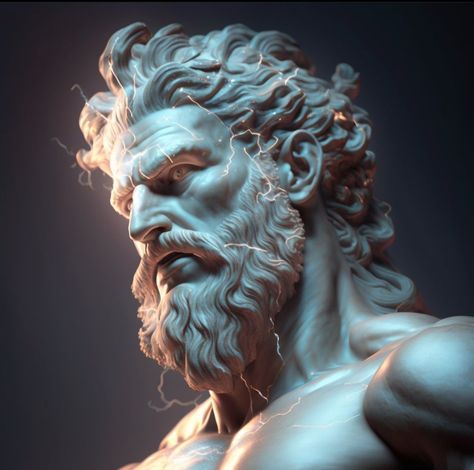 Poseidon Photography, Poseidon Portrait, Zeus Sculpture, Greek God Sculptures, Poseidon Statue, Zeus Statue, Greek Mythology Statue, Greece Mythology, Medusa Art