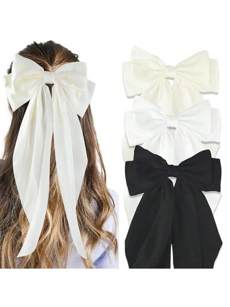 Hair Bows Women, Oversized Hair Bow, Cute Christmas Gifts For Teens, Birthday Whislist, Hair Assories, Coquette Hair Accessories, White Hair Ribbon, Preppy Teen Girl, Bows For Hair