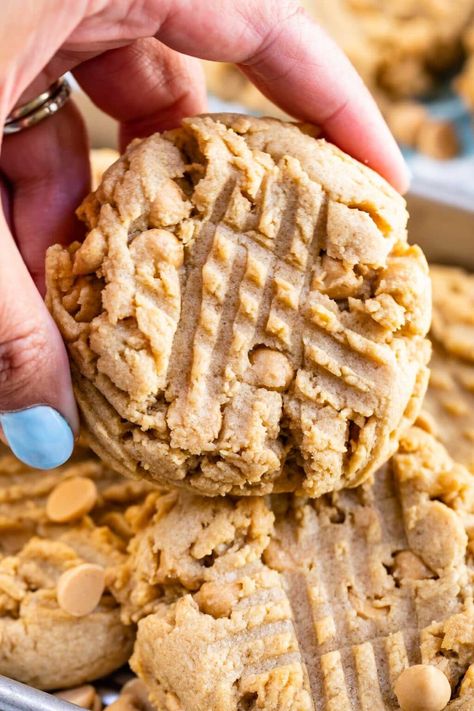 These are Bakery-Style Peanut Butter Cookies and each one is made with a whopping quarter cup of dough. When they are done baking, you get a cookie sheet of thick, delicious cookies. Bakery Style Peanut Butter Cookies, Butter Desserts, Soft Peanut Butter Cookies, Crazy For Crust, Best Peanut Butter Cookies, Chewy Peanut Butter Cookies, Best Peanut Butter, Butter Cookies Recipe, Gourmet Cookies