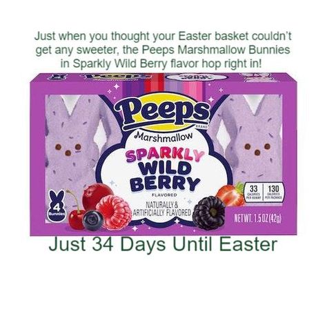 Get ready to add a sparkle to your tastebuds with the dazzling new Peeps Marshmallow Bunnies in Sparkly Wild Berry! 🐰✨ This exclusive pack of 4 is bursting with the juicy flavors of wild berries, wrapped in a shimmering coat that's sure to catch every eye. Whether you're elevating your s'mores game, crafting festive treats, or simply indulging straight from the package, these glittery goodies are a must-try for spring. Don't let this limited edition hop away - grab yours and let the magic of ... Peeps Flavors, Marshmallow Bunnies, Peeps Marshmallow, Flavored Marshmallows, Marshmallow Bunny, Peanut Butter Eggs, Marshmallow Peeps, Candy Egg, Holiday Favorite Recipes