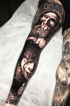 Jigsaw Tattoo, Dracula Tattoo, Horror Fanart, Photo Realism Tattoo, Valkyrie Tattoo, Horror Movie Tattoos, Lower Leg Tattoos, Full Leg Tattoos, Realistic Tattoo Sleeve