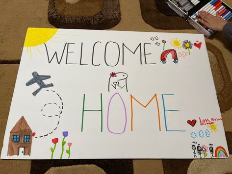 🎉🎈🏠 Welcome Home Drawing Ideas, Welcome Home Signs From Hospital, Cute Welcome Home Signs, Welcome Home Card Ideas, Diy Welcome Home Signs, Welcome Home Banner Ideas, Welcome Home Sign Ideas, Welcome Home Signs Airport, Welcome Home Signs Diy Poster