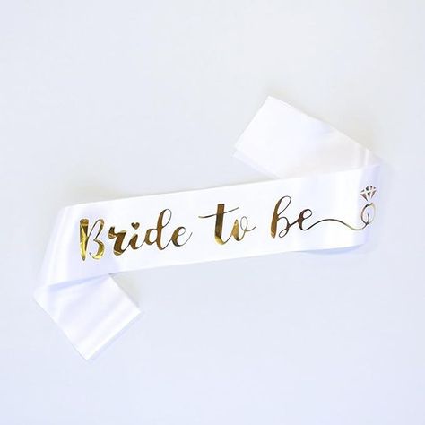 Amazon.com: Luwigs Bride to Be Sash for Bridal Shower Bachelorette Party Wedding Engagement Party Favors Gift White Satin Sash with Rose Gold Foil Lettering : Home & Kitchen Bride Sash, White Sash, Engagement Party Favors, Bride To Be Sash, Satin Sash, Bridal Event, Engagement Party Wedding, Bach Party, Elegant Bride