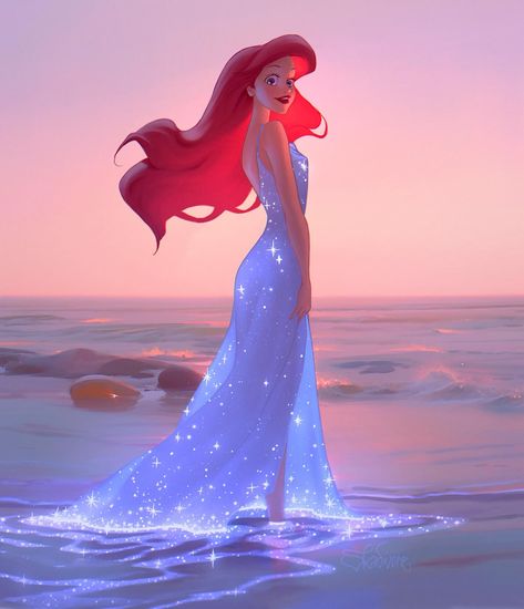 I am SO in love with how Disney chose the colors back in the 90s. I wanted to make this fanart forever. Also, the sparkling dress scene is… | אינסטגרם Sparkling Dress, So In Love, The 90s, Little Mermaid, The Little Mermaid, Ariel, In Love, Mermaid, Disney