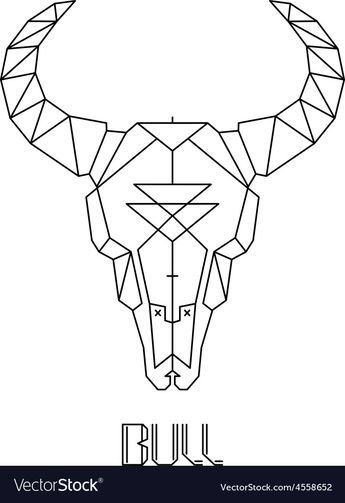 Cow Tattoo, Skull Reference, Skull Sketch, Bull Tattoos, Polygon Art, Skulls Drawing, Geometric Drawing, Skull Illustration, Skull Painting