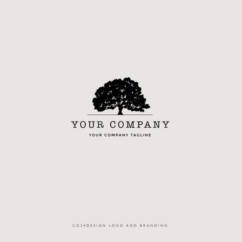 Premade oak tree logo. Visit our shop and have us personalize it with your company details #logodesign #logoandbranding #premadelogo #oaktreelogo Oak Logo Design, Rice Logo Design, Wedding Venue Logo, Oak Tree Logo Design, Oak Tree Logo, Venue Logo, Property Management Logo, Publishing Logo, Logo Property