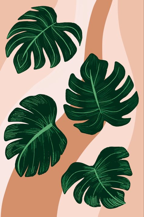 Free Wallpaper! Boho Leaves Wallpaper, Homestay Ideas, Monstera Pattern, Monstera Plants, Gallery Prints, Boho Leaves, Printing Blocks, Cool Pictures For Wallpaper, Graphic Art Prints