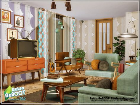 Sims 4 Cc 1980s Furniture, Retro Reboot Sims 4, Sims 4 Cc 1970s Furniture, Sims Retro House, Sims 4 Groovy Furniture, Ts4 80s Furniture, Sims 4 Cc 50s Furniture, Sims Retro Cc, Sims 4 Cc Clothes Retro