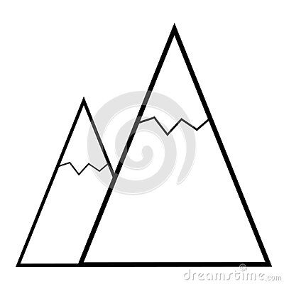 mountains-peak-summit-simple-triangle-illustration-design-drawing-isolated-black-white Snow Mountain Drawing Simple, Snow Capped Mountains Drawing, Mountain Clipart Black And White, Snow Mountain Sketch, Black And White Wallpaper Triangle, Designs To Draw, Illustration Design, Stock Images, Black And White